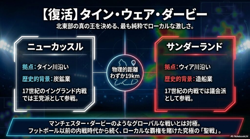 ニューカッスルとサンダーランドによる北東部の覇権を賭けたタイン・ウェア・ダービーの歴史的背景と概要
