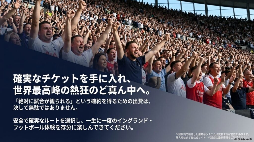 「絶対に試合が観られる」という確約を得るための出費は無駄ではないというメッセージを伝えるまとめ画像
