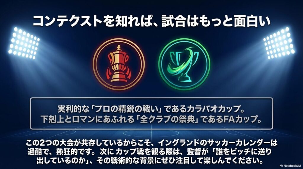 イングランドサッカーを象徴するFAカップとカラバオカップのロゴマーク